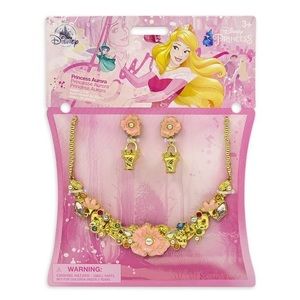 NWT Disney Store Princess Aurora Sleeping Beauty Dress Up Deluxe Jewelry Set